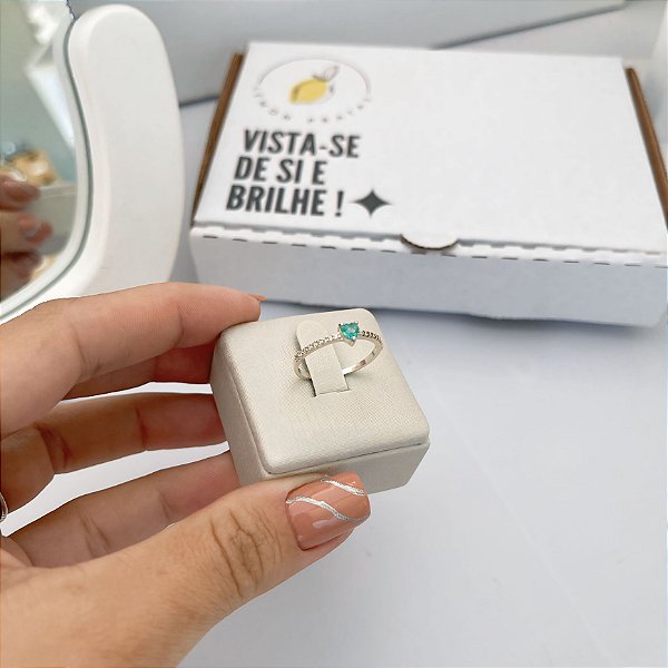 Anel Solitário Coração Turmalina Aro Cravejado