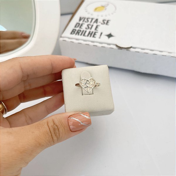 Anel Coração Geométrico