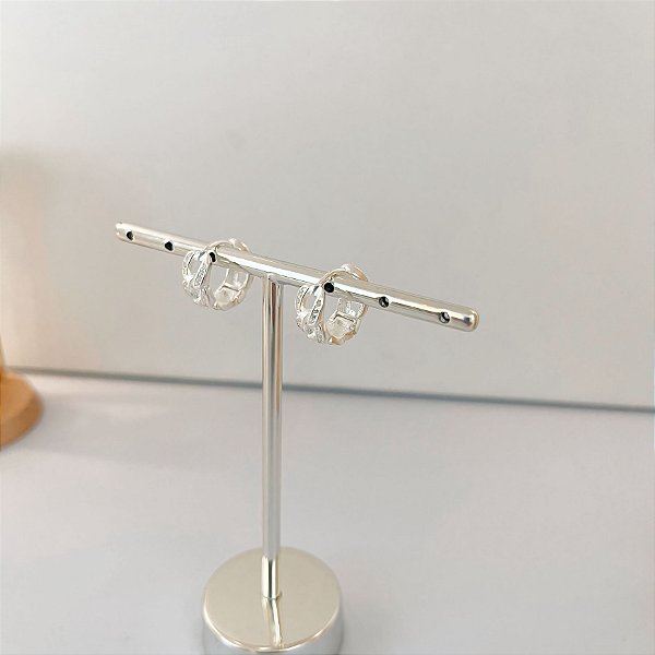 Brinco Argola Corrente Cravejada Clic