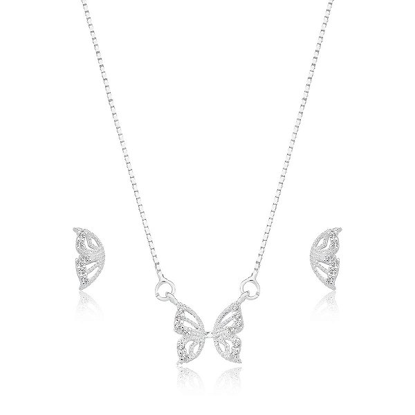 Conjunto Borboleta Asa Separada Cristal