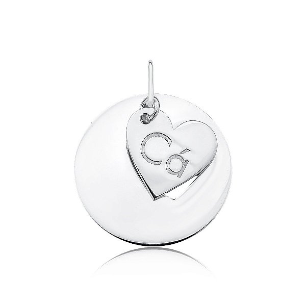 Pingente Coração Vazado com Coração Pendurado