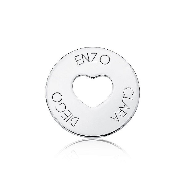 Pingente Redondo com Coração Vazado