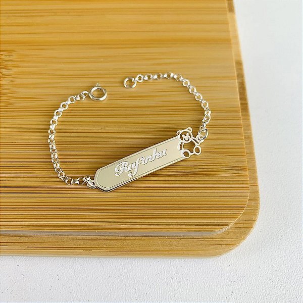Pulseira Chapa Urso Personalizada