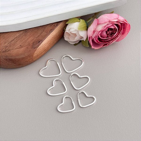 Brinco Argolas Corações Kit