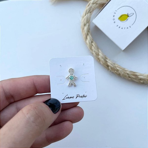 Pingente Menino Cravejado Pedra Turmalina