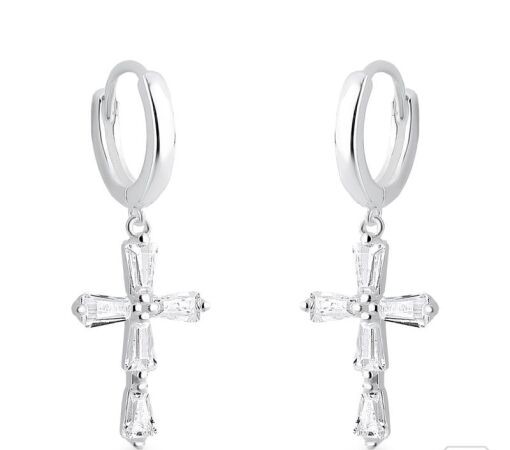 Brinco Argola Click Pingente Cruz