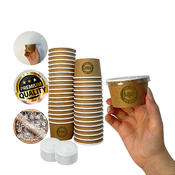 Pote Papel Personalizado 80ml Com Tampa Reta 100un