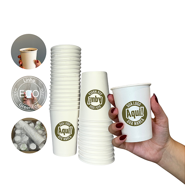 Copo Papel Descartável Água | Suco 200ml Personalizado 100un
