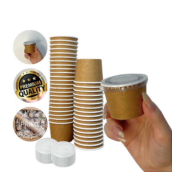 Pote Papel Biodegradável 50ml com tampa Reta 100un