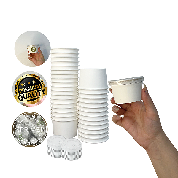 Pote Papel Biodegradável 80ml com tampa Reta 100un