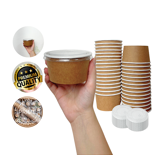 Pote Papel Descartável 220ml C/ Tampa 40un