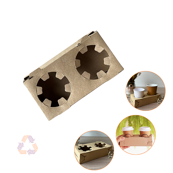Porta Copos De Papel Suporte Delivery 50un Cor Kraft