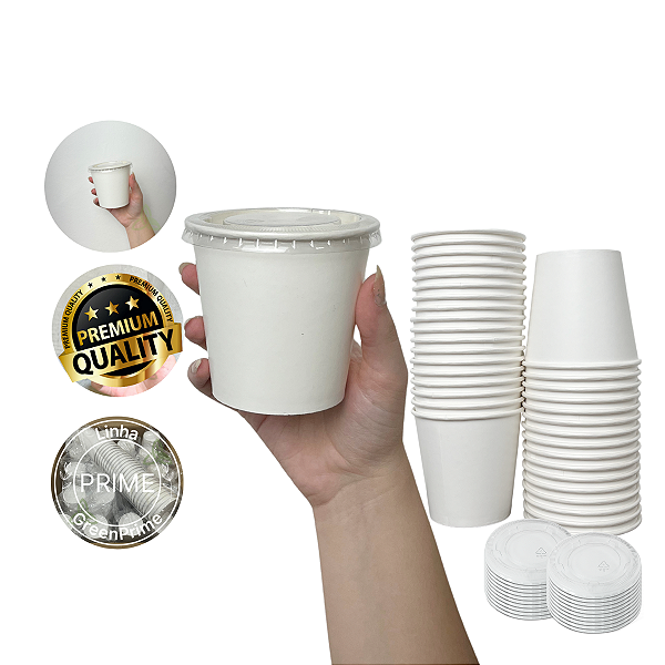 Pote Papel Descartável 300ml com tampa 100un
