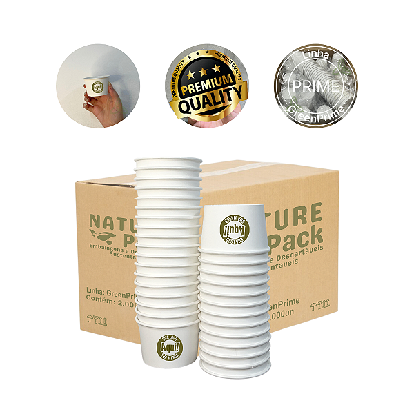 Pote papel 80ml personalizado Bio Descartável, Molhos, doces, sobremesas 500un