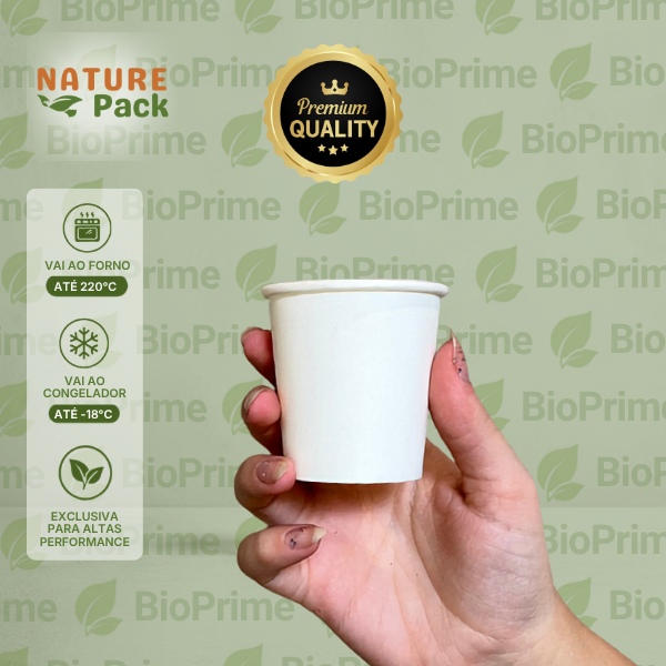 Copo de Papel Branco 100ml com Tampa - Nature Pack para Café – BioPrime