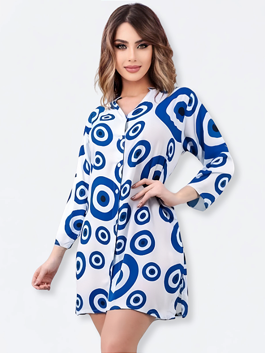 Vestido Indiano Blusão Bata Boho Túnica Olho Grego Chalaróste MI100012