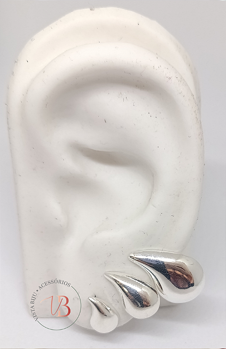 Brinco Trio Gota Prata