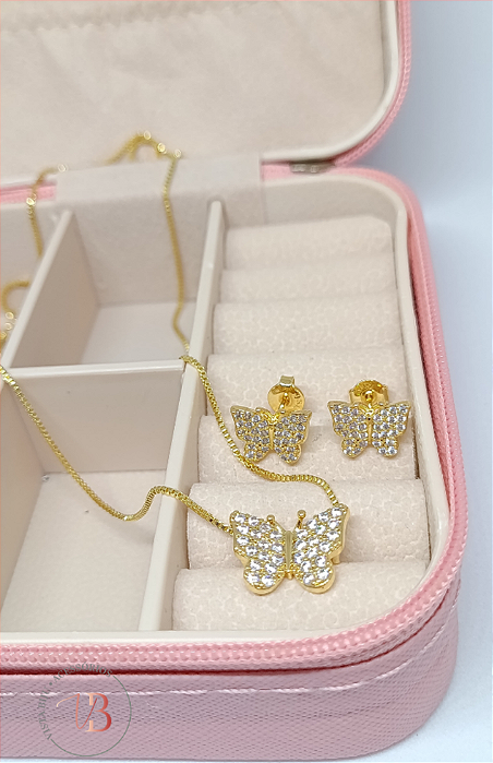 Conjunto Borboleta Cravejada