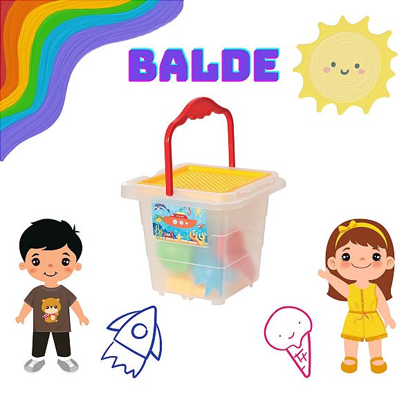 Balde De Praia Infantil Com Pa Rastelo Peneira E Moldes