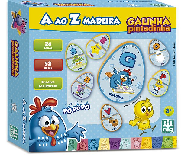Jogo Educativo Alfabeto Didatico Madeira Galinha Pintadinha