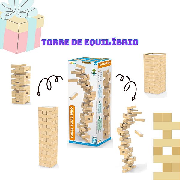 Jogo Torre Equilíbrio Brinquedo Madeira Estilo Jenga Junges