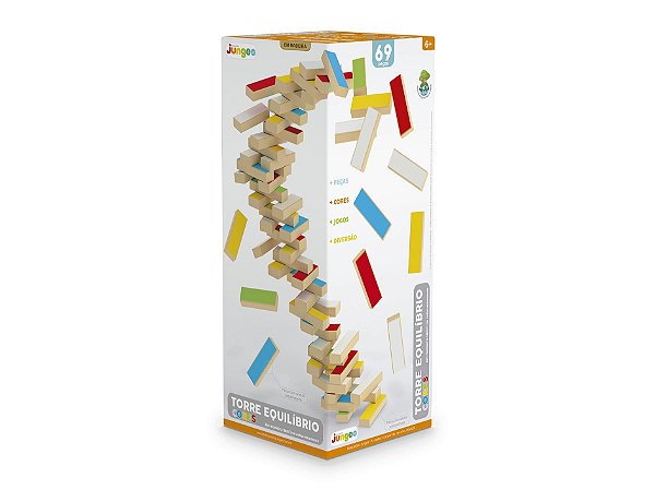 Jogo De Mesa Torre Equilibrio Cores  69 Peças Brinquedos 734