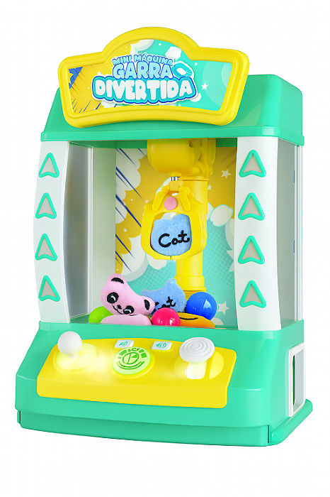 Brinquedo Mini Máquina Garra Divertida Azul Pelúcia Bolinhas