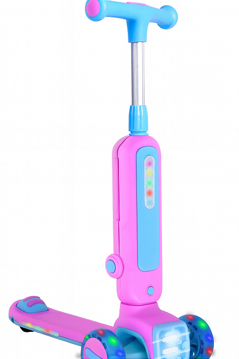 Patinete Radical 2/1 Rosa Brilhante Dobrável Antiderrapante