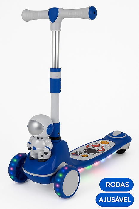 Patinete Astronauta Divertido Infantil Retrátil Luz/Som