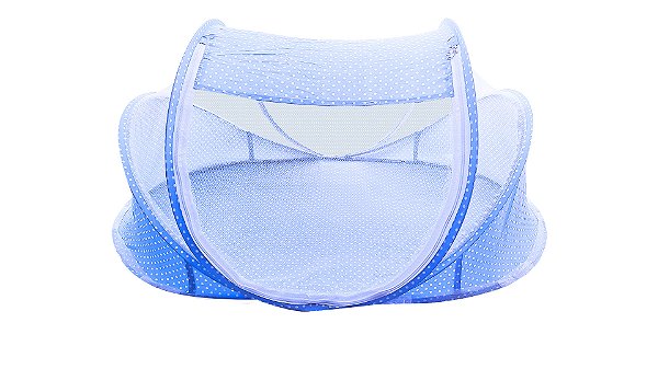 Cama Berço Mosquiteiro Dobrável Azul Conforto Bebe