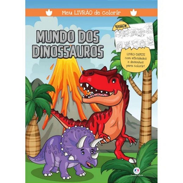 Livro Infantil Colorir Mundo dos Dinossauros Imaginação