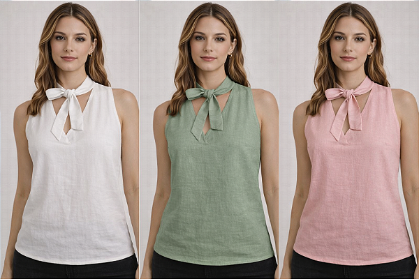 Blusa Feminina com Amarração Clio Leve e Elegante
