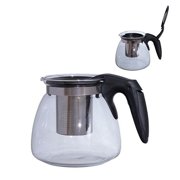 Kit Chaleira Vidro Filtro Inox Chá 4 Xícaras Resistente