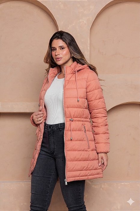 Sobretudo Feminino Puffer Alongado Acolchoado Jaqueta