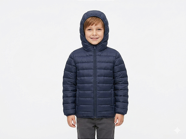 Jaqueta Puffer Infantil Juvenil Casaco Menino com Touca