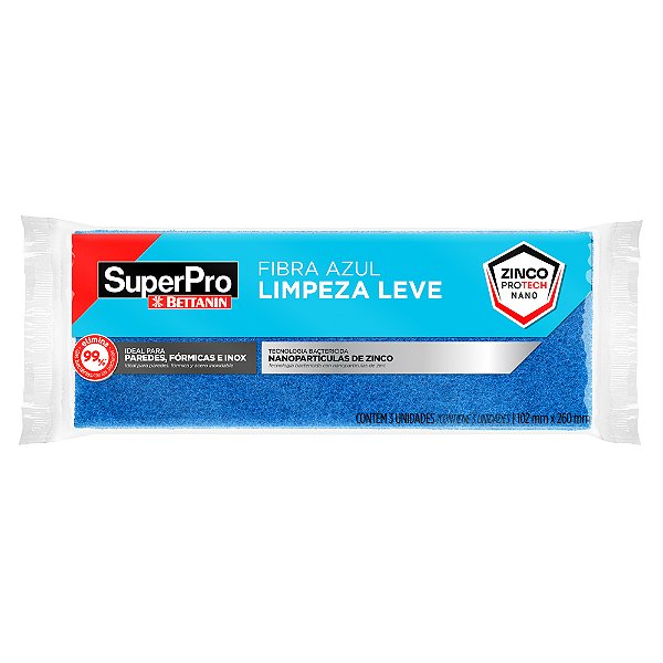 FIBRA LIMPEZA LEVE AZUL C/3 - 26CM - BETTANIN