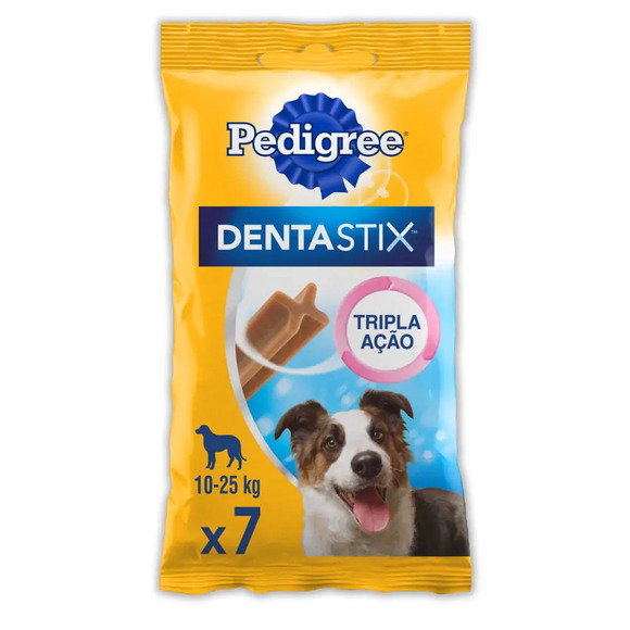 Petisco Pedigree Dentastix Cuidado Oral Cães Adultos Raças Médias 7 unidades
