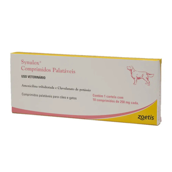 Synulox 250mg Antibiótico para Cães e Gatos 10 comprimidos