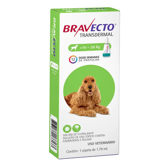 Antipulgas Bravecto Transdermal Cães 10 a 20 kg 500 mg