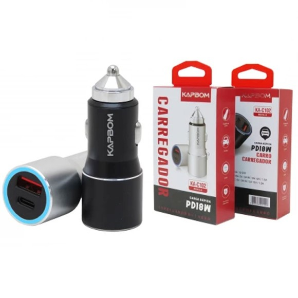 CARREGADOR VEICULAR 20W TIPOC E USB KA-C102 KAPBOM