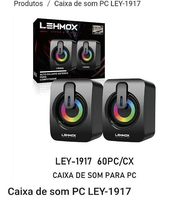 ALTO-FALANTE ESTÉRIO PARA COMPUTADOR LEHMOX LEY-1917