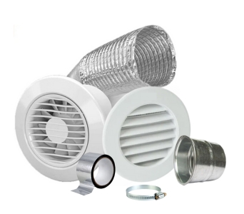 Kit Exaustor Dutoar - Com Duto + Grelha Externa Redonda | Arkit 11 - 4 Polegadas 102mm