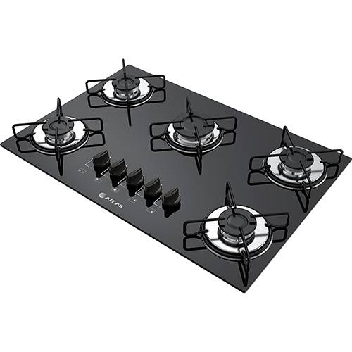 Cooktop à Gás 5 Bocas Atlas Agile Preto com Mega Chama