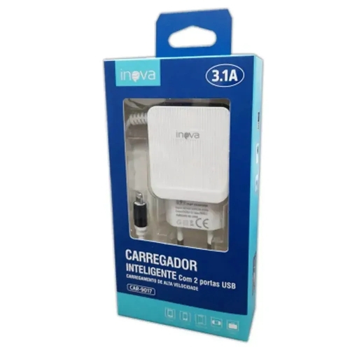 CARREGADOR LIGHTNING IPHONE 4.1A 2xUSB - INOVA CAR-8529