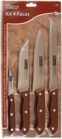 KIT FACA 4PCS CB MARROM WESTER