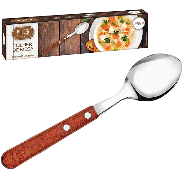 WODEN COLHER DE MESA COM 12PCS