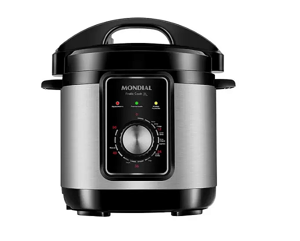 Panela de Pressão Elétrica Mondial PE-47 Pratic Cook Inox 700W com Capacidade de 3 Litros
