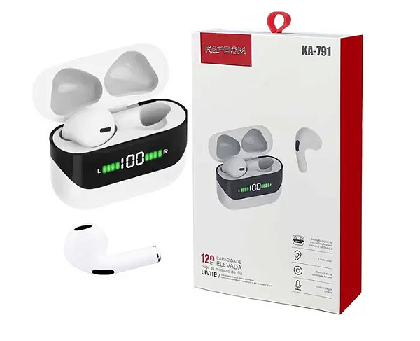 FONE DE OUVIDO BLUETOOTH TWS CASE COM DISPLAY KAPBOM-KA-791