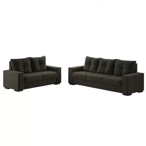 Conjunto Sofá 2 e 3 Lugares Veludo Golfe Espresso Móveis Bombom/Bombom