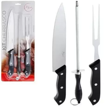 KIT CHURRASCO BLACK 3PCS (GARF